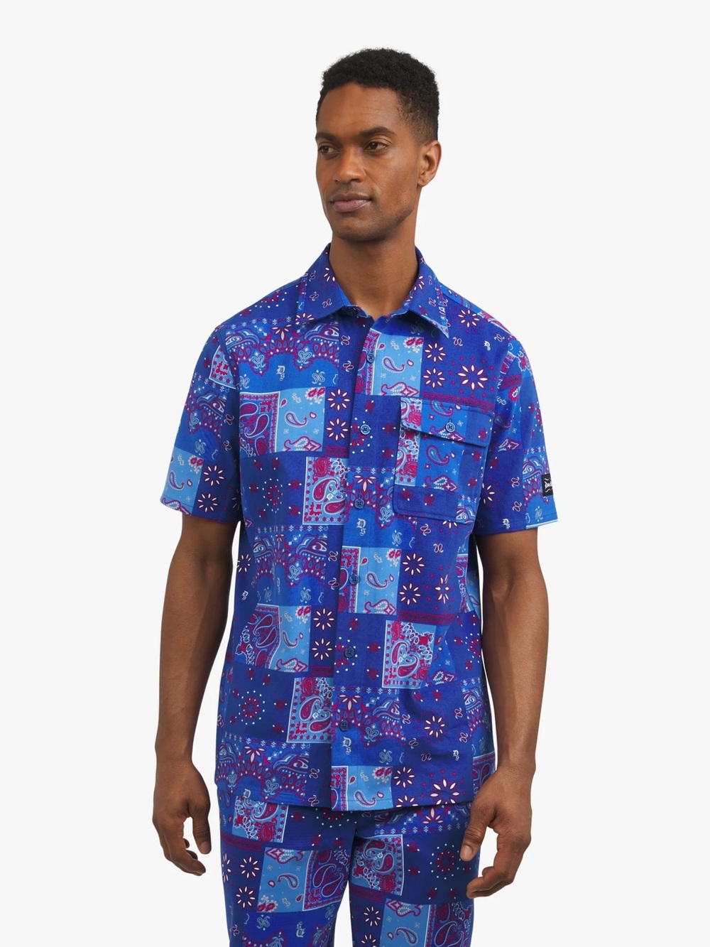 Dogg Supply by Snoop Dogg Blue Bandana Print Shirt 2XL